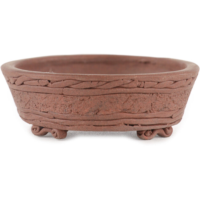 Ovale ongeglazuurde bonsai pot - 100 x 82 x 30 mm