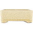 Maceta rectangular para bonsái con diseño craquelado blanco de Terahata Satomi Mazan - 185 x 150 x 70 mm