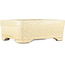 Maceta rectangular para bonsái con diseño craquelado blanco de Terahata Satomi Mazan - 185 x 150 x 70 mm