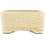 Maceta rectangular para bonsái con diseño craquelado blanco de Terahata Satomi Mazan - 185 x 150 x 70 mm