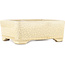 Maceta rectangular para bonsái con diseño craquelado blanco de Terahata Satomi Mazan - 185 x 150 x 70 mm