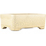 Maceta rectangular para bonsái con diseño craquelado blanco de Terahata Satomi Mazan - 185 x 150 x 70 mm