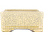 Maceta rectangular para bonsái con diseño craquelado blanco de Terahata Satomi Mazan - 185 x 150 x 70 mm