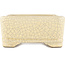 Maceta rectangular para bonsái con diseño craquelado blanco de Terahata Satomi Mazan - 185 x 150 x 70 mm