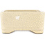 Maceta rectangular para bonsái con diseño craquelado blanco de Terahata Satomi Mazan - 185 x 150 x 70 mm