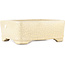 Pot à bonsaï rectangulaire blanc craquelé par Terahata Satomi Mazan - 185 x 150 x 70 mm