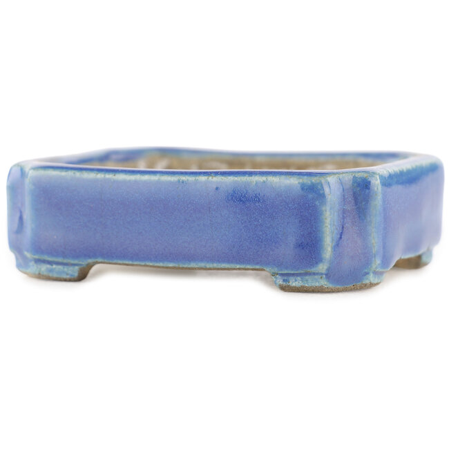 Pot à bonsaï rectangulaire bleu de Terahata Satomi Mazan - 70 x 60 x 20 mm