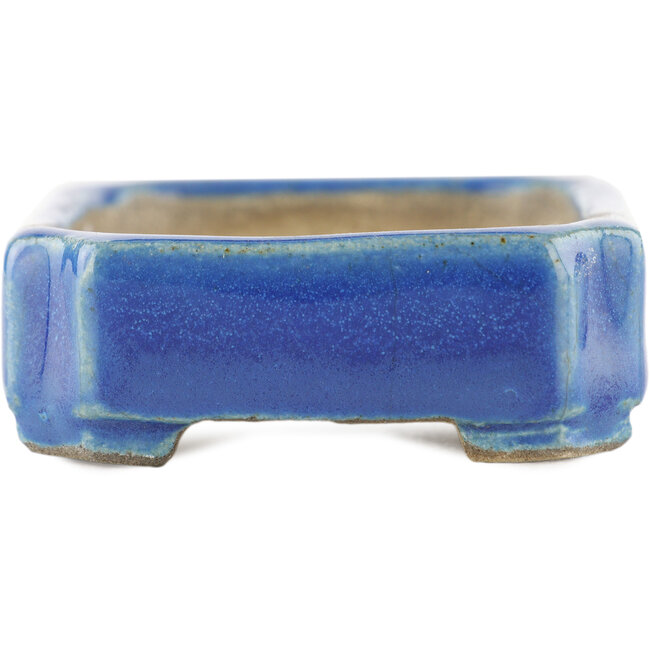 Maceta rectangular azul para bonsái de Terahata Satomi Mazan - 70 x 60 x 20 mm