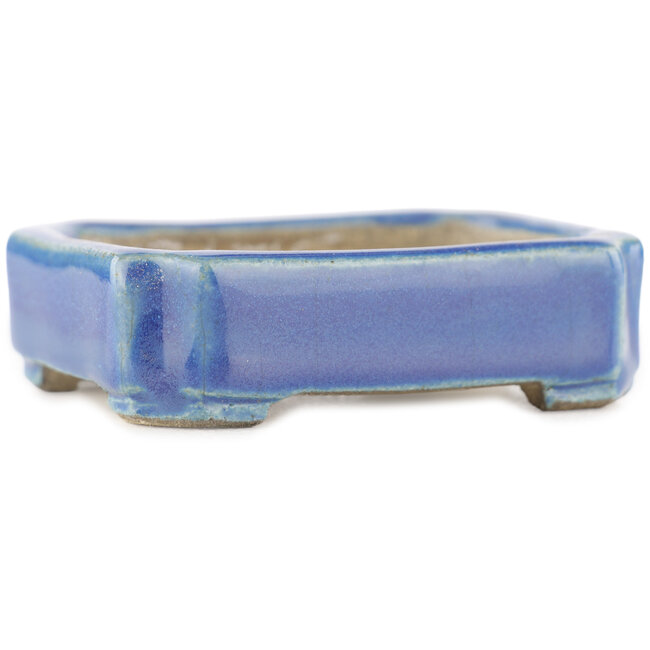 Maceta rectangular azul para bonsái de Terahata Satomi Mazan - 70 x 60 x 20 mm