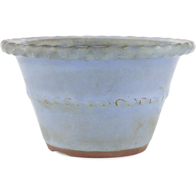 Ronde blauwe bonsai pot van Yamaaki - 150 x 150 x 90 mm