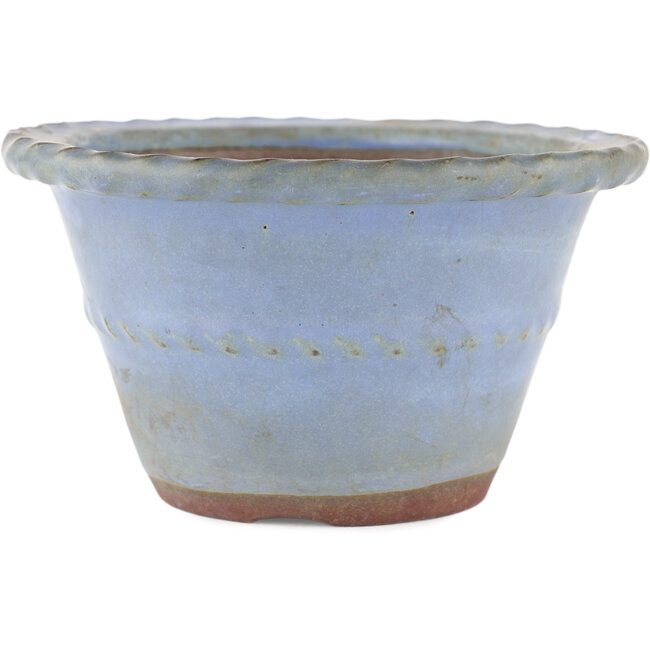 Ronde blauwe bonsai pot van Yamaaki - 150 x 150 x 90 mm