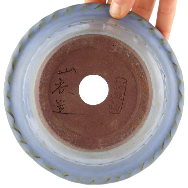 Pot à bonsaï rond bleu de Yamaaki - 150 x 150 x 90 mm