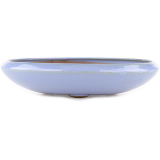 Yamaaki 245 mm round blue bonsai pot by Yamaaki, Tokoname, Japan