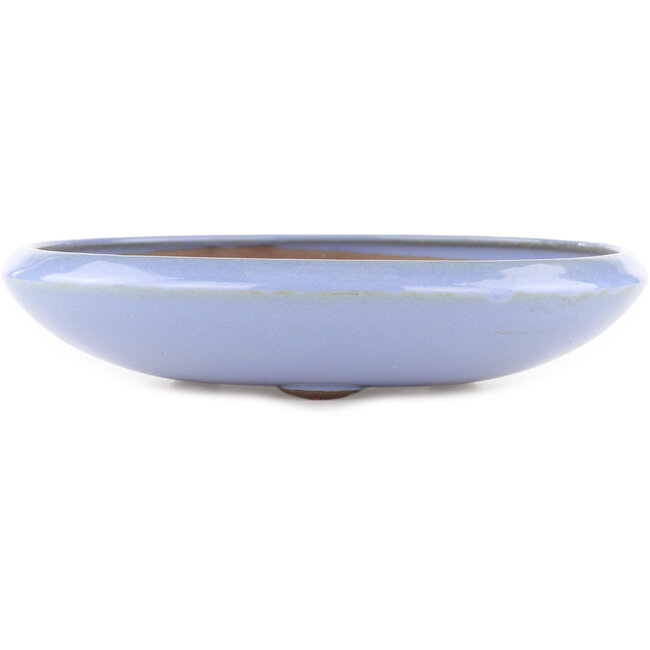 Round blue bonsai pot by Yamaaki - 245 x 245 x 55 mm