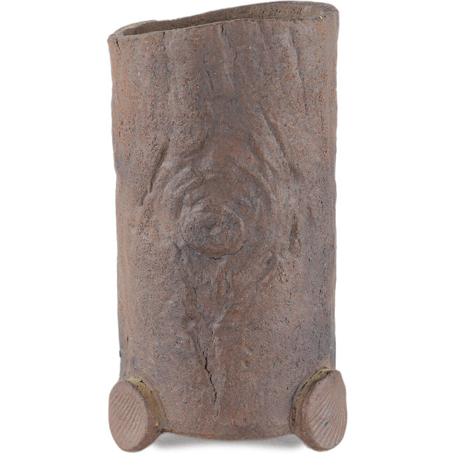 Vaso bonsai rotondo non smaltato di Yamaaki Koshosen (prima generazione) - 75 x 75 x 135 mm