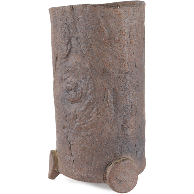 Ronde ongeglazuurde bonsaipot van Yamaaki Koshosen (eerste generatie) - 75 x 75 x 135 mm