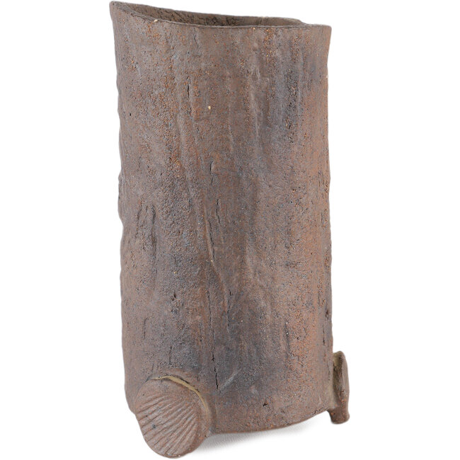 Ronde ongeglazuurde bonsaipot van Yamaaki Koshosen (eerste generatie) - 75 x 75 x 135 mm