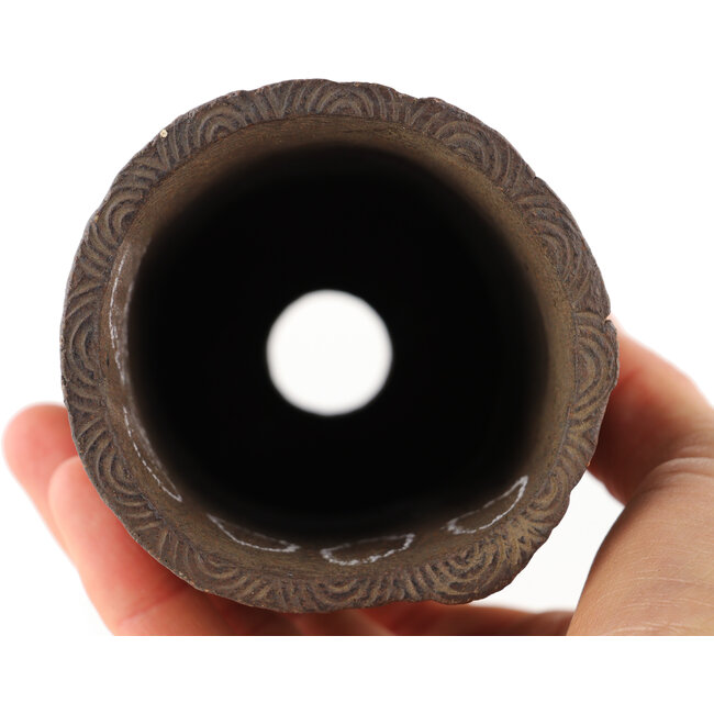 Pot à bonsaï rond non émaillé de Yamaaki Koshosen (première génération) - 75 x 75 x 135 mm