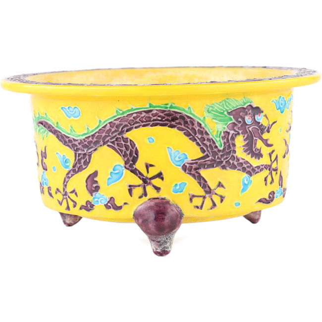 Ronde gele multicolor bonsai pot van Syoami - 175 x 175 x 90 mm