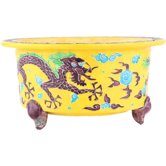 Pot à bonsaï rond multicolore jaune de Syoami - 175 x 175 x 90 mm