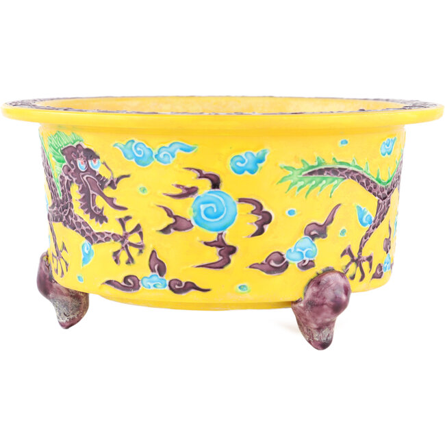 Ronde gele multicolor bonsai pot van Syoami - 175 x 175 x 90 mm