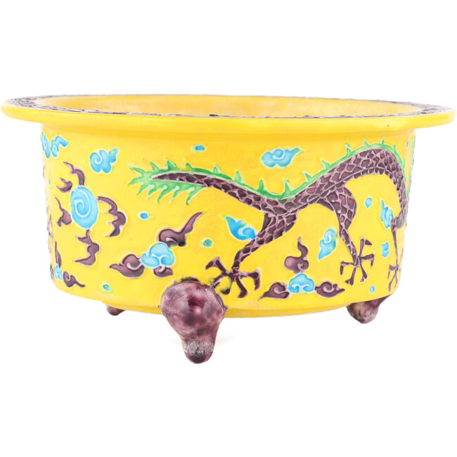 Pot à bonsaï rond multicolore jaune de Syoami - 175 x 175 x 90 mm