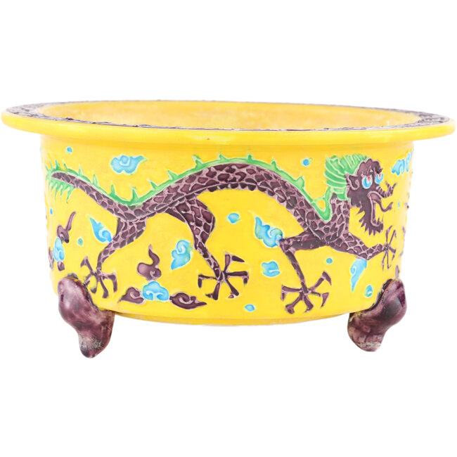 Ronde gele multicolor bonsai pot van Syoami - 175 x 175 x 90 mm