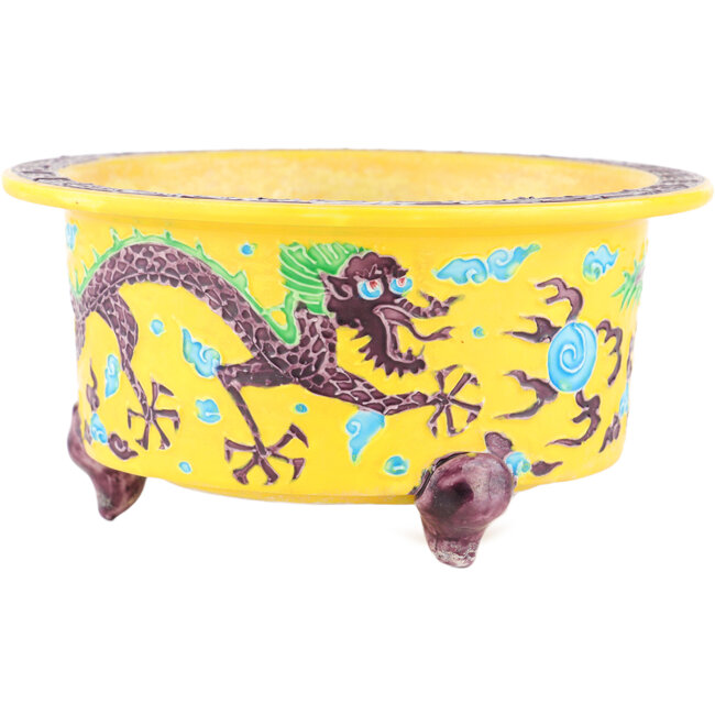 Ronde gele multicolor bonsai pot van Syoami - 175 x 175 x 90 mm