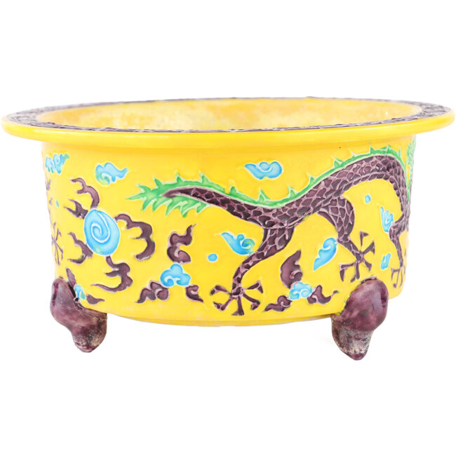 Ronde gele multicolor bonsai pot van Syoami - 175 x 175 x 90 mm