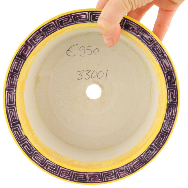 Round yellow multicolor bonsai pot by Syoami - 175 x 175 x 90 mm