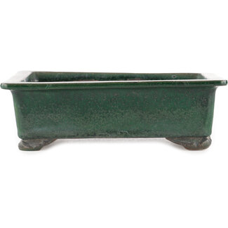 Tofukuji 2nd generation 185 mm rectangular green bonsai pot by Tofukuji 2nd generation, Japan