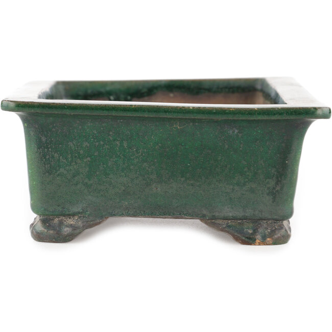 Pot à bonsaï rectangulaire vert de Tofukuji 2e génération - 185 x 130 x 60 mm