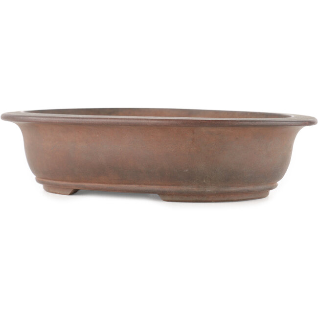 Oval unglazed bonsai pot by Tetsu gakkan Nakawatari - 205 x 135 x 50 mm