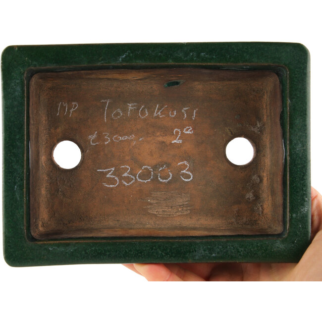 Pot à bonsaï rectangulaire vert de Tofukuji 2e génération - 185 x 130 x 60 mm