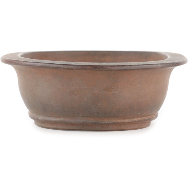 Oval unglazed bonsai pot by Tetsu gakkan Nakawatari - 205 x 135 x 50 mm