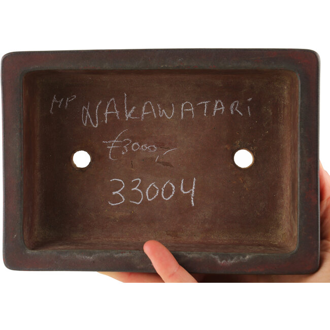 Rectangular unglazed bonsai pot by Nakawatari - 190 x 135 x 55 mm