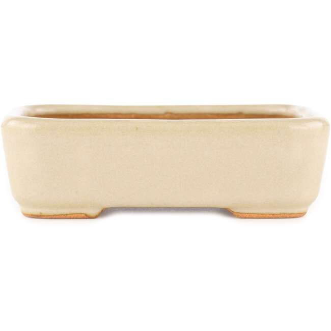Rechthoekige gebroken witte bonsaipot van Hattori - 140 x 100 x 40 mm