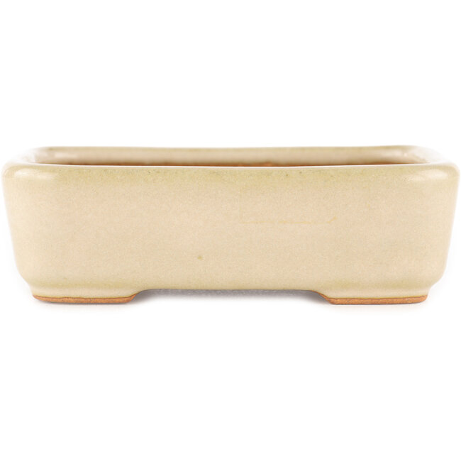 Rechthoekige gebroken witte bonsaipot van Hattori - 140 x 100 x 40 mm