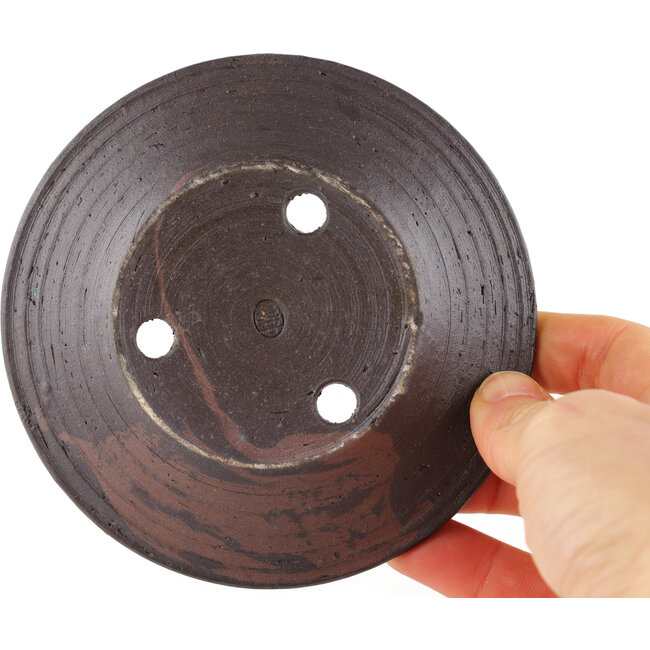 Ronde ongeglazuurde bonsaipot van Bigei - 115 x 115 x 20 mm