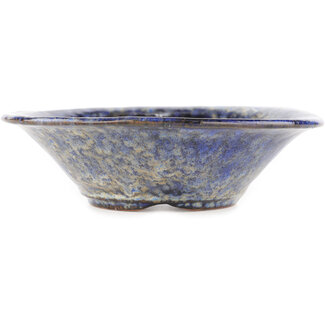 Shuuhou (Hidemi Kataoka) 160 mm round blue bonsai pot by Shuhou, Tokoname, Japan