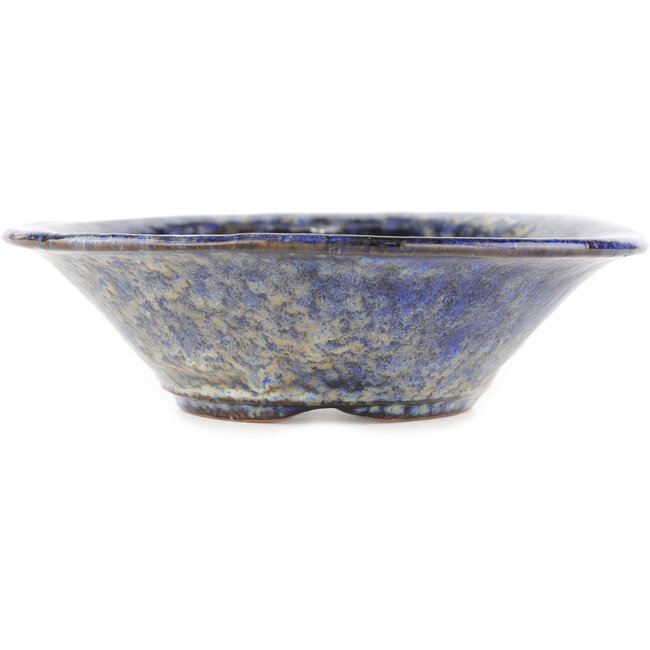 Round blue bonsai pot by Shuhou - 160 x 160 x 50 mm