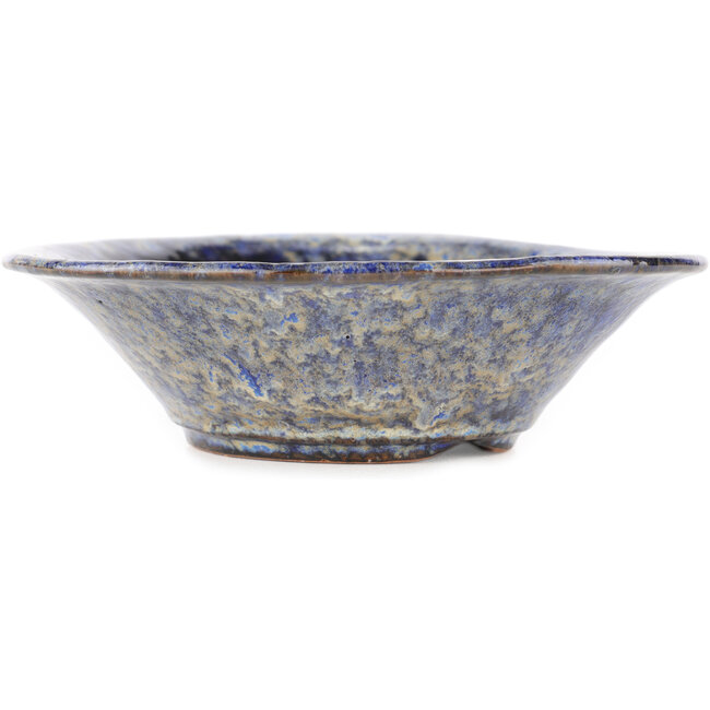 Round blue bonsai pot by Shuhou - 160 x 160 x 50 mm