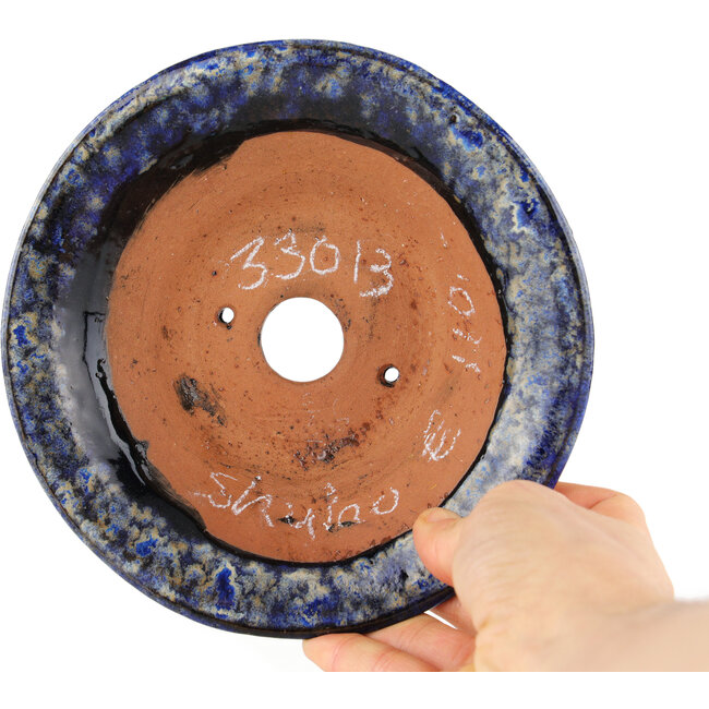 Vaso bonsai rotondo blu di Shuhou - 160 x 160 x 50 mm