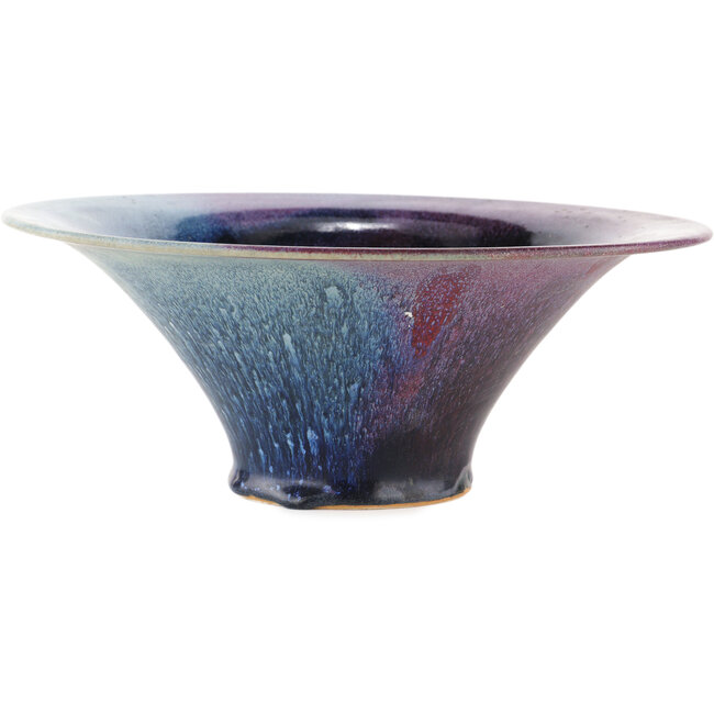 Vaso bonsai rotondo blu e viola - 285 x 285 x 115 mm