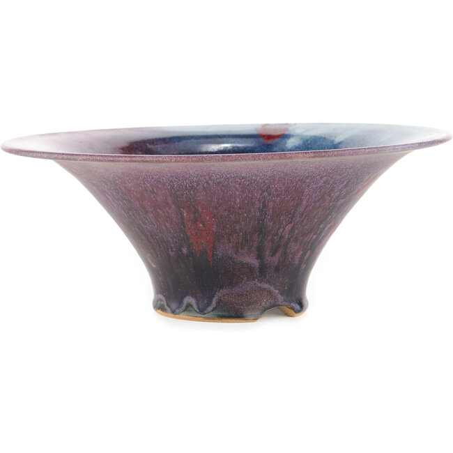 Vaso bonsai rotondo blu e viola - 285 x 285 x 115 mm