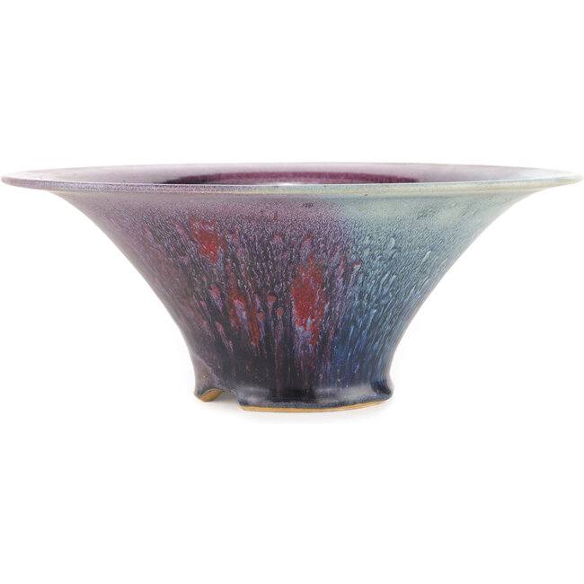 Round blue and purple bonsai pot - 285 x 285 x 115 mm