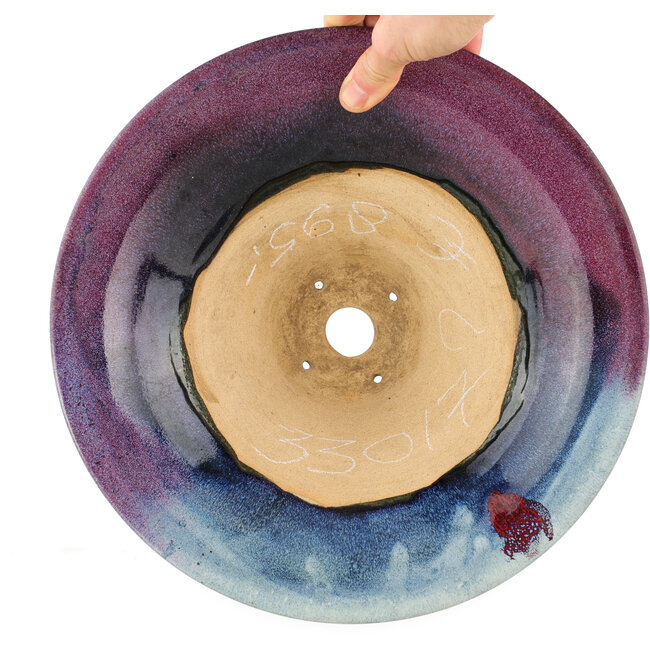 Round blue and purple bonsai pot - 285 x 285 x 115 mm
