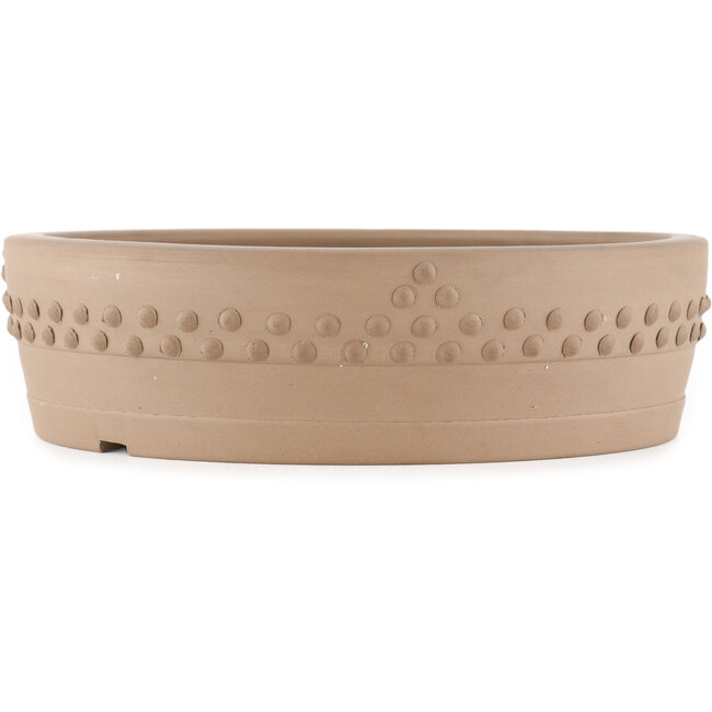 Round unglazed bonsai pot by Shoko - 255 x 255 x 72 mm