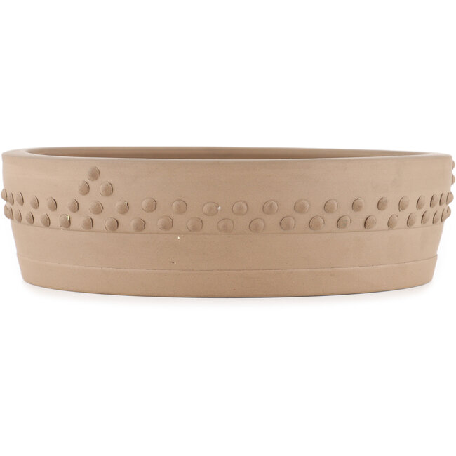 Round unglazed bonsai pot by Shoko - 255 x 255 x 72 mm