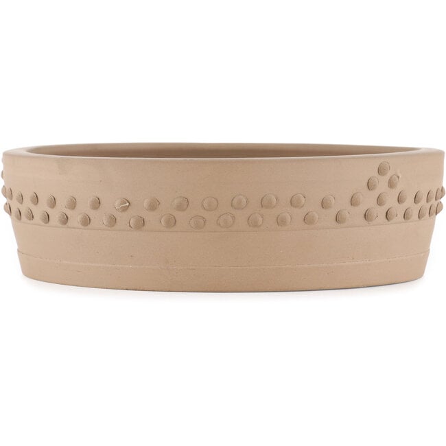 Round unglazed bonsai pot by Shoko - 255 x 255 x 72 mm
